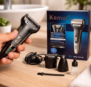 Barbeador e Cortador de Cabelo 3 em 1 Kemei