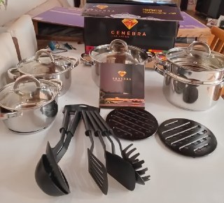 Jogo De Panelas 19 Peças Genebra Inox C/ Utensílios