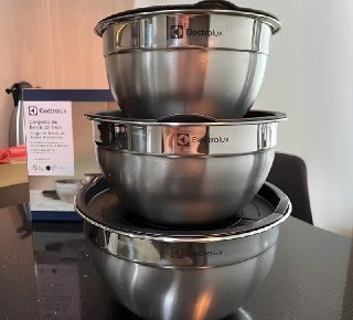 Conjunto 3 Bowls de Inox Electrolux com Tampa