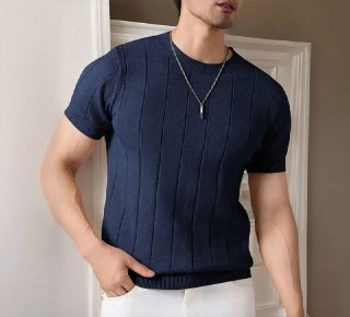 Camiseta Canelada Manga Curta Tricot