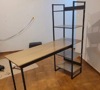 Mesa Escrivaninha Industrial Laminado 5 Prateleiras