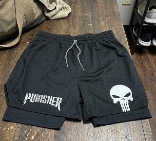 Short Dry-fit Compressão 2 Em 1 Academia Punisher Justiceiro