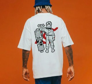 Camiseta Oversized Anime Clássico Naruto Uzumaki