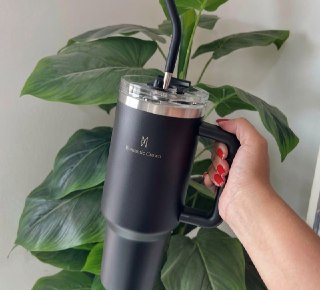 Copo Térmico Gigante 1,2L Inox com Canudo (2 cores)