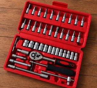 Kit Jogo Chaves Fenda Philips Catraca Soquete Allen Canhão 46 Peças
