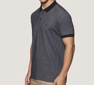 Polo Slim Piquet Denim Reserva