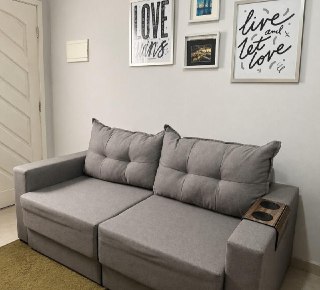 Sofá 3 Lugares Retrátil Lubeck Linho Cinza