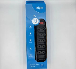 Filtro de Linha 6 Tomadas Elgin 2P+T 10A Bivolt