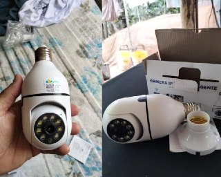 Kit C/ 2 Câmeras Lâmpada Ip Wi-fi 360°