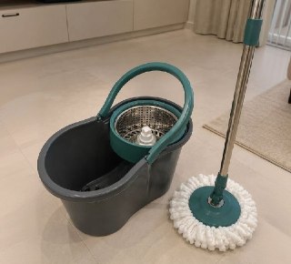 Esfregao Mop Giratório 8L com Cesto Inox e 2 Refils