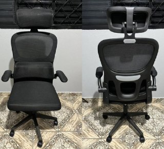 Cadeira Escritório Ergonômica Giratória Com Apoio Lombar Da Python Fly Preto Malha