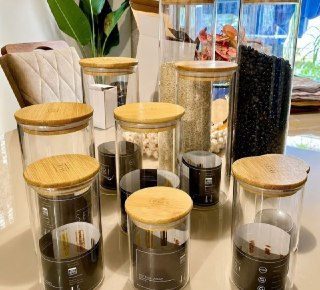 Kit 10 Potes Herméticos Vidro Tampa Bambu Seiri