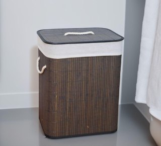Cesto De Roupa Suja c/ Alças Em Bambu 50L