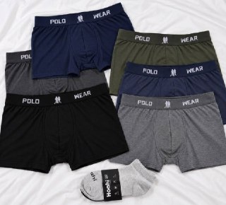 Kit 6 Cueca Polo Wear Microfibra + 6 Meia Cano Medio Algodão