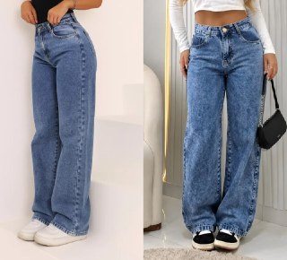 Calça Wide Leg Jeans Cintura Alta Pantalona (3 cores)