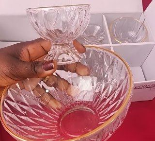 Conjunto 1 Bowl 1L e 4 Taças 120ml - Diamond Lyor