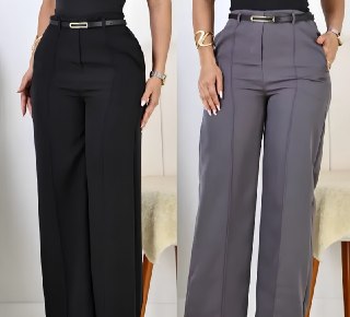Kit 2 Calça Pantalona Alfaiataria C/ Cinto