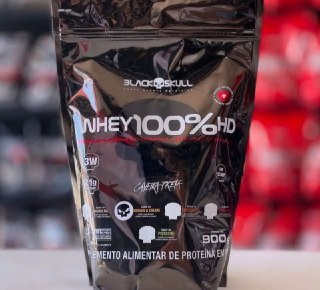 Whey 100% HD 900g Black Skull Sabor Baunilha