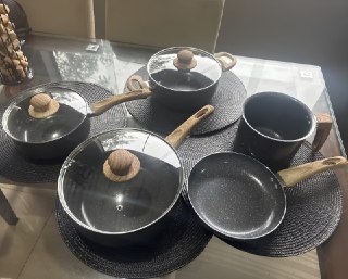 Jogo De Panelas Cerâmico Triplo Indução Vitrex Ecoglid 5 Peças Cor Preto Granito