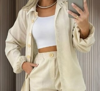 Conjunto Linho Feminino Camisa e Short (11 cores)
