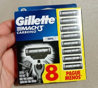 Gillette Mach3 Carbono Carga para Aparelho de Barbear com 8 Unidades