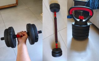 Halteres Ajustáveis Kit 6 em 1 até 10 kg com Barra Longa