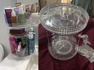 Organizador De Maquiagem Giratório 360° Em Acrílico Transparente Com Prateleiras Ajustáveis