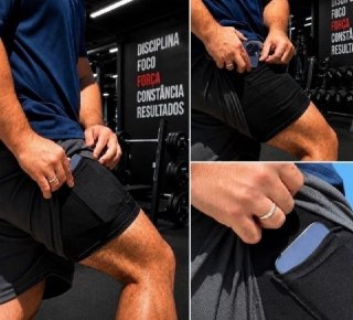 Kit 3 Shorts 2 Em 1 Duplo Bolso
