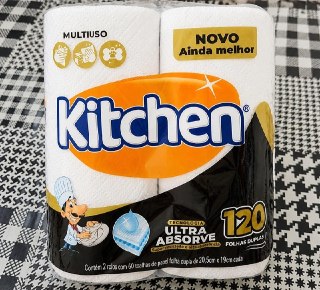 Papel Toalha Kitchen Folha Dupla - Pack com 2 rolos de 60 unidades