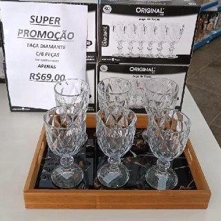 Jogo 6 Taças Diamante Vidro 330ml