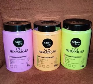 Kit com 3 Máscaras SOS Hidratação: Ultra Cachos + Turbinada + Bio-Reconstrução Salon Line