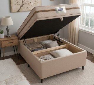 Cama Box Baú Casal Colchão Gazin
