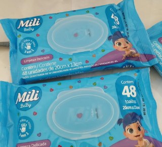 Mili Toalhas Umedecidas Baby Com Aloe Vera e Calêndula, 50 Unidades