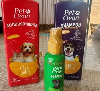 Kit Banho (Shampoo 5 em 1, Condicionador e Perfume) - Pet Clean