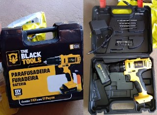 Furadeira Parafusadeira Sem Fio A Bateria 12v 3/8 10mm + Maleta e Acessórios The Black Tools