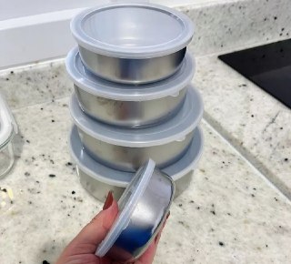 Jogo 5 Potes em Inox Alumínio Com Tampa
